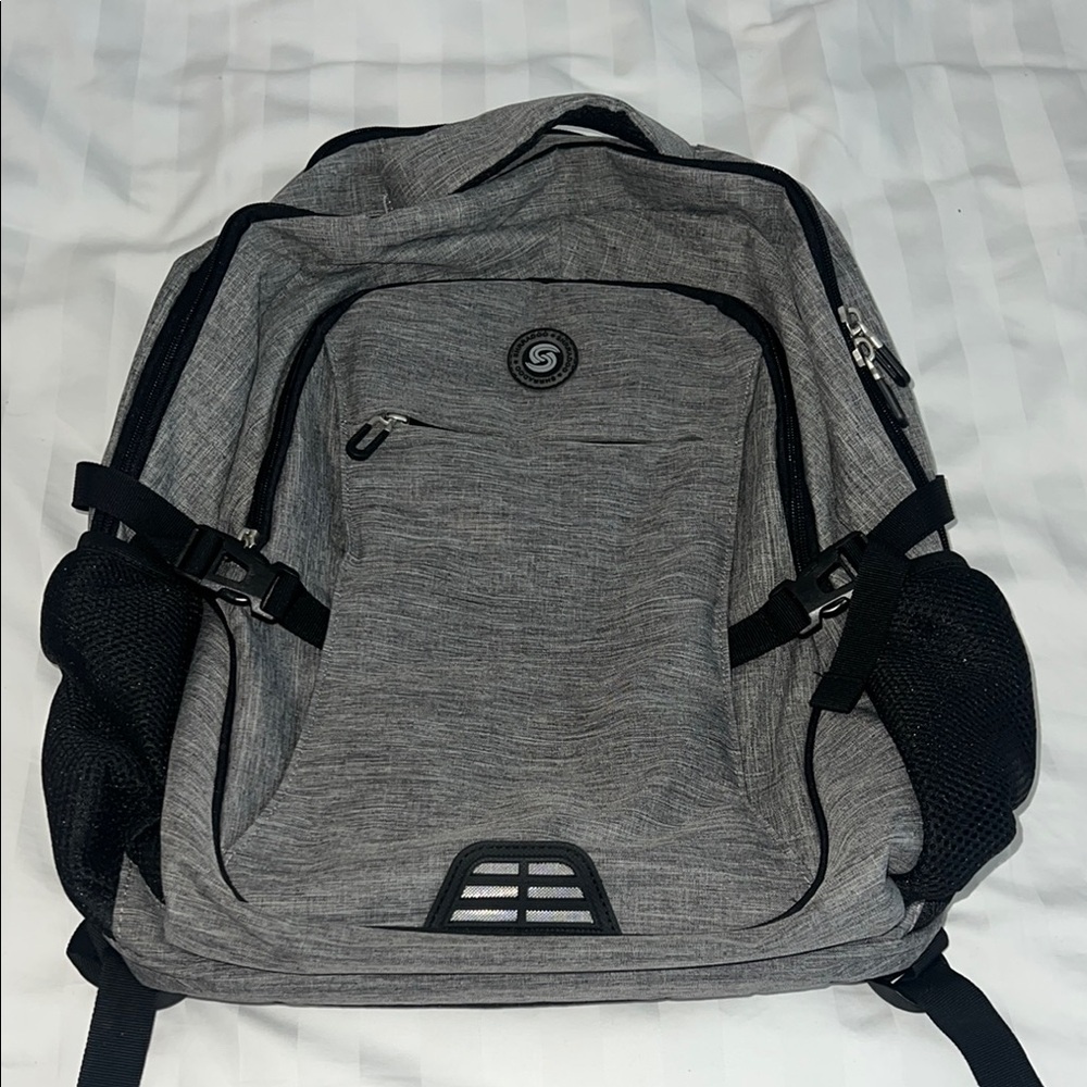 Gray Backpack with Black Accents